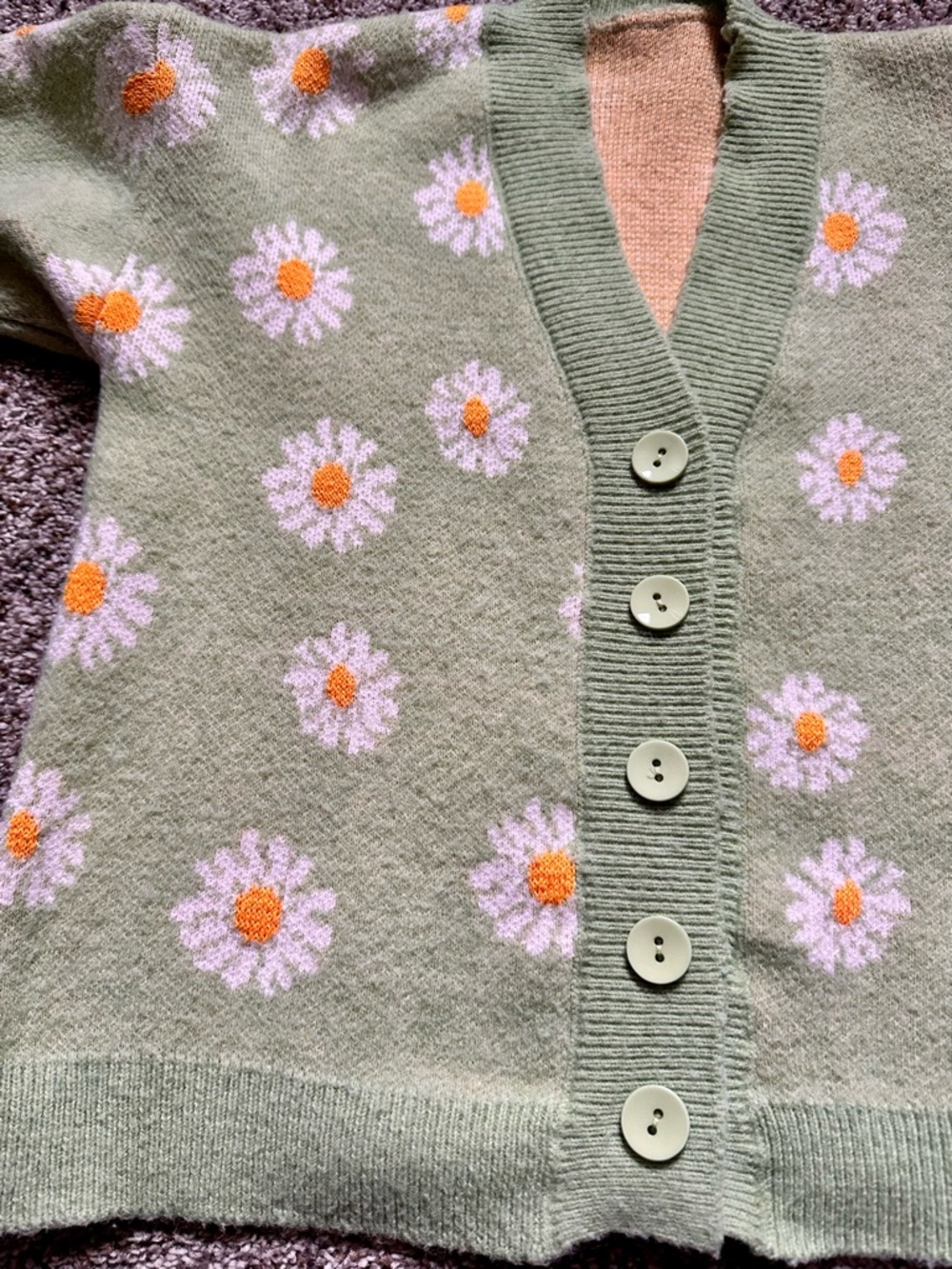 Green Daisy Cardigan Sweater - Picture 5 of 6